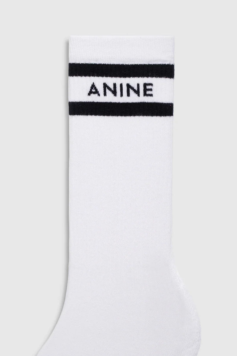Anine Bing - Sokker - White and Black Stripe - Sully Sporty