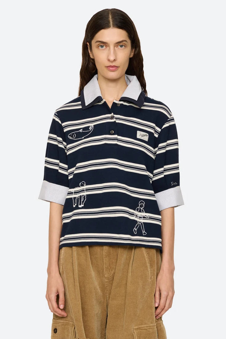 MINA NOVELTY DOUBLE
LAYER POLO fra Sea New York
