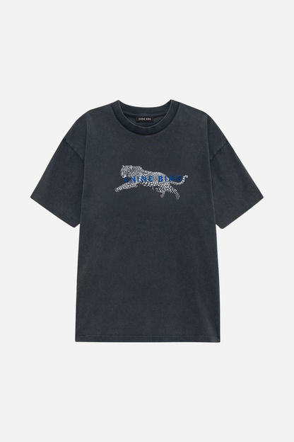 Anine Bing - T-shirt - Washed Black -Cade Tee Leopard