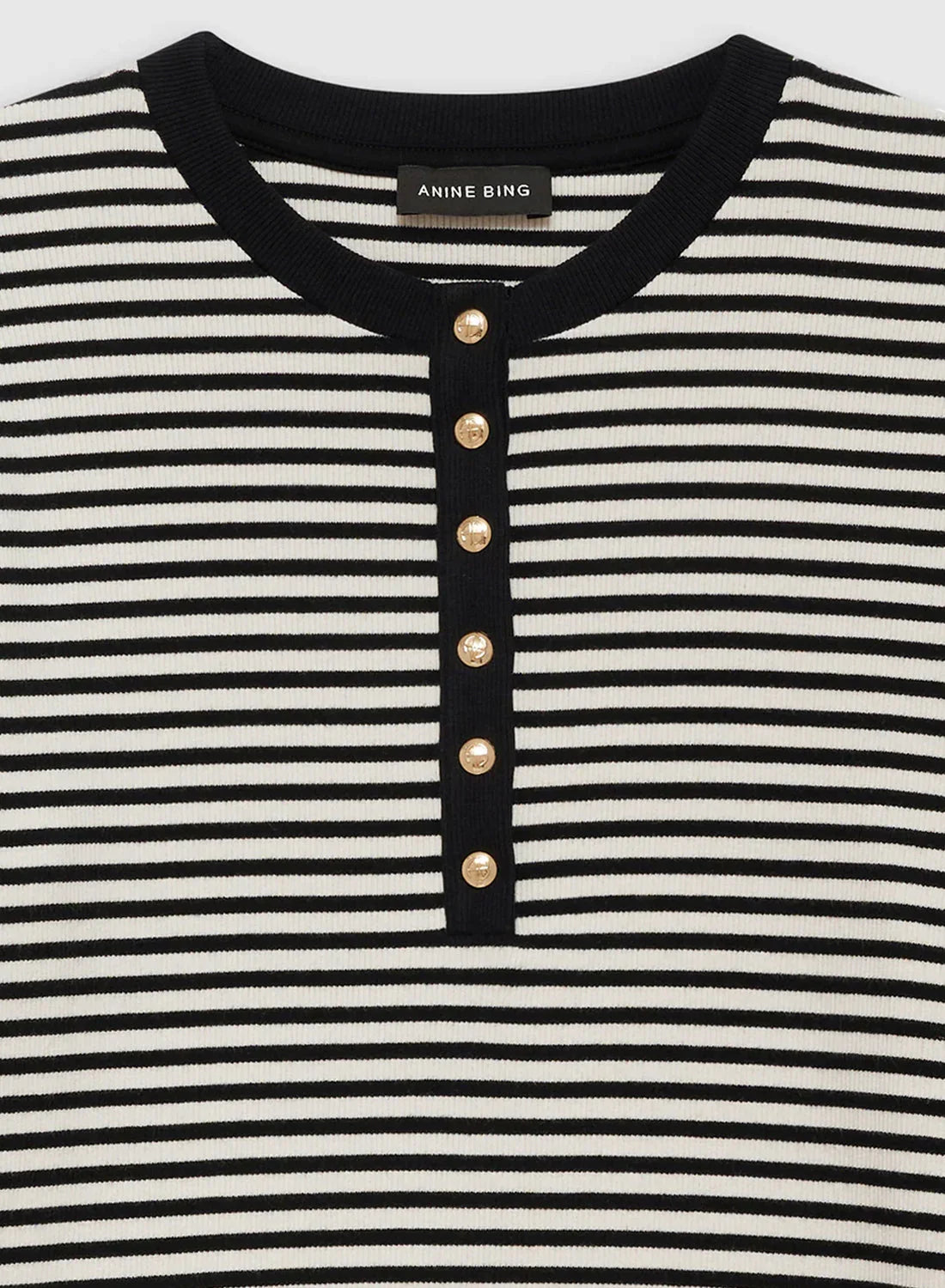 Anine Bing Alessia Long Sleeve Tee Cream And Black Stripe - Stilkompagniet.dk