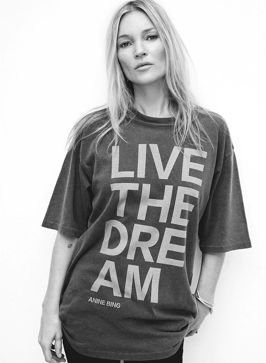 Anine Bing Cason Tee Live The Dream Washed Black