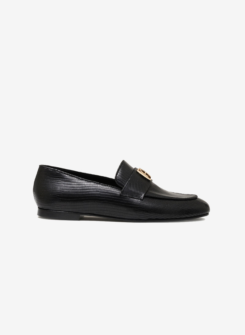 Anine Bing Corrine Loafers Monogram Black Mini Emblossed