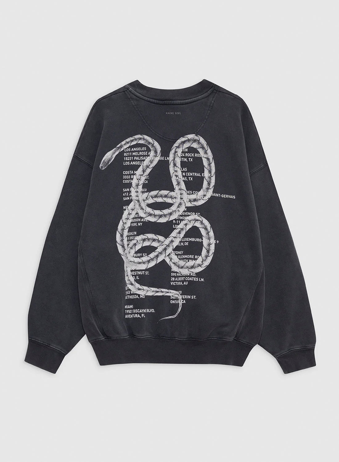 Anine Bing Jaci Sweatshirt Twisted Snake Washed Black