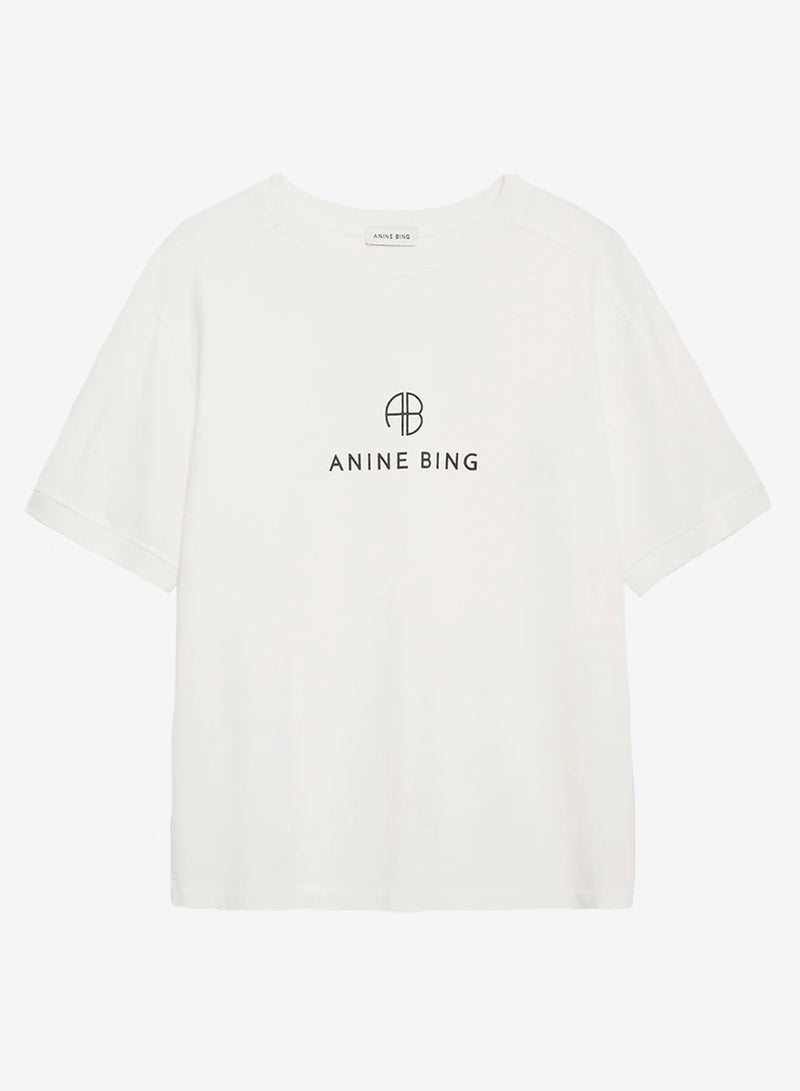 Anine Bing Jaylin Tee Monogram Ivory