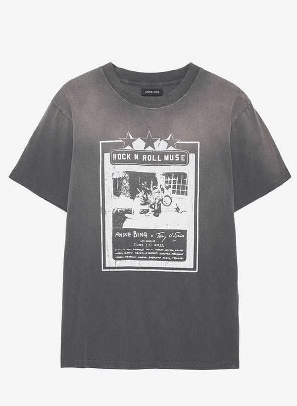 Anine Bing Lili Tee AB x TO x Rolling Stones Washed Faded Black