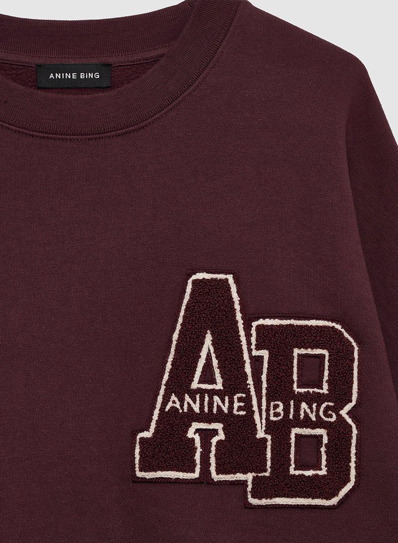 Anine Bing Miles Sweatshirt Letterman Dark Burgundy