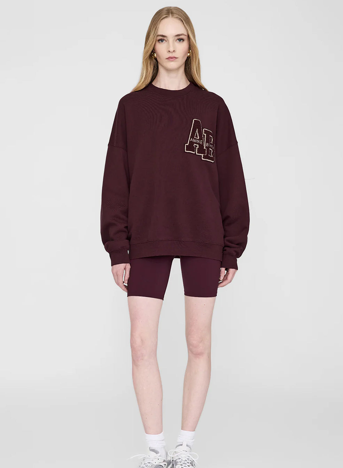 Anine Bing Miles Sweatshirt Letterman Dark Burgundy