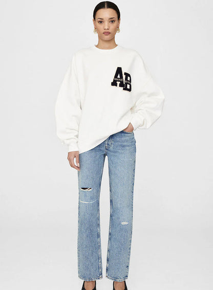 Anine Bing Miles Sweatshirt Letterman Off White