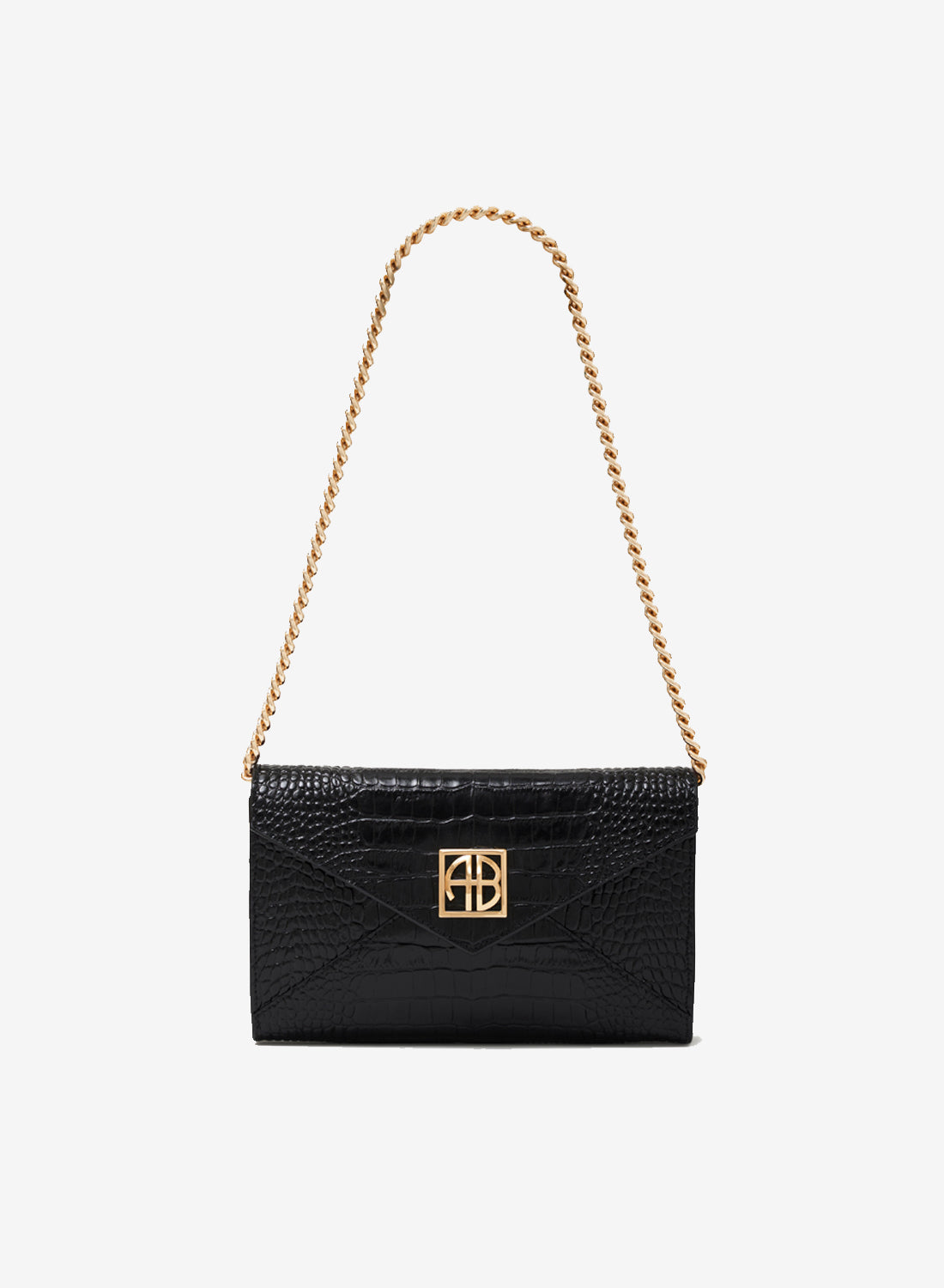 Anine Bing Small Elly Clutch Black Emblossed