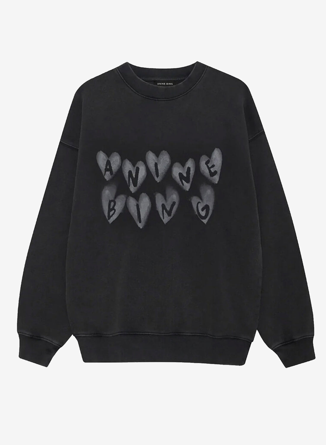 Anine Bing Spencer Sweatshirt Hearts Washed Black