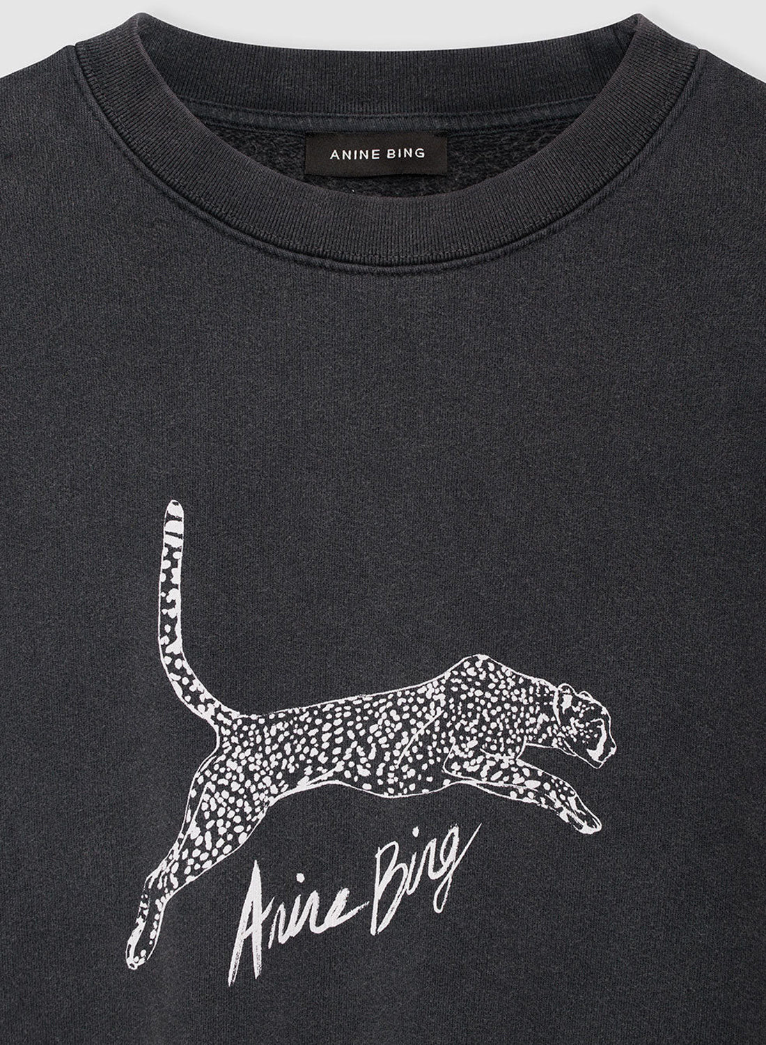 Anine Bing Spencer Sweatshirt Spotted Leopard Washed Black
