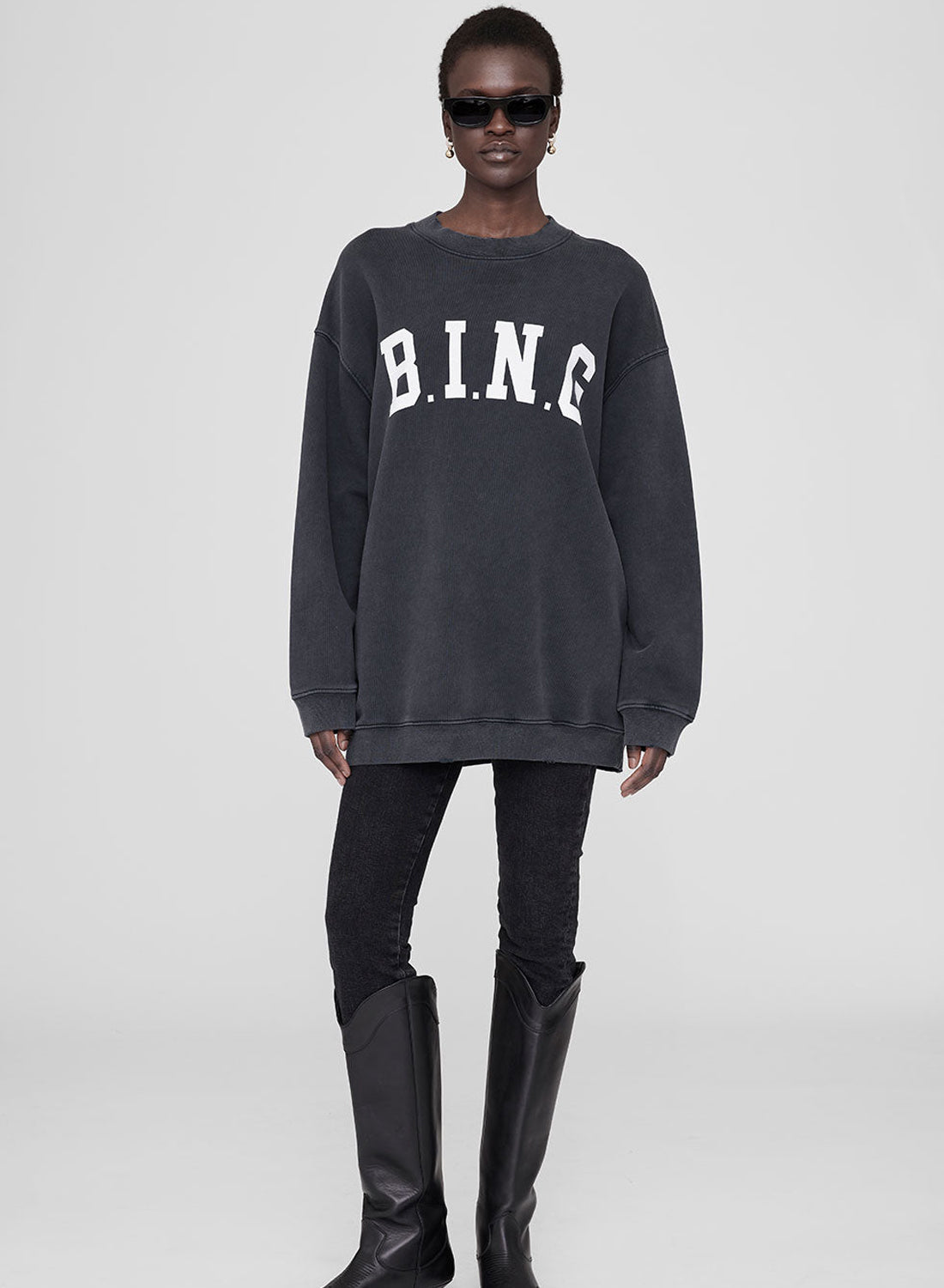 Anine Bing Tyler Sweatshirt Bing Washed Black