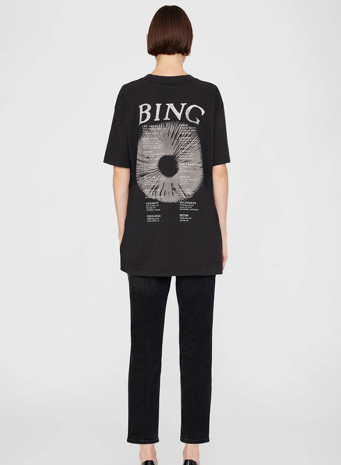 Anine Bing Walker Tee Band Vintage Black