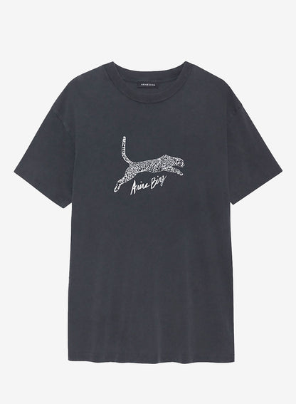 Anine Bing Walker Tee Spotted Leopard Washed Black