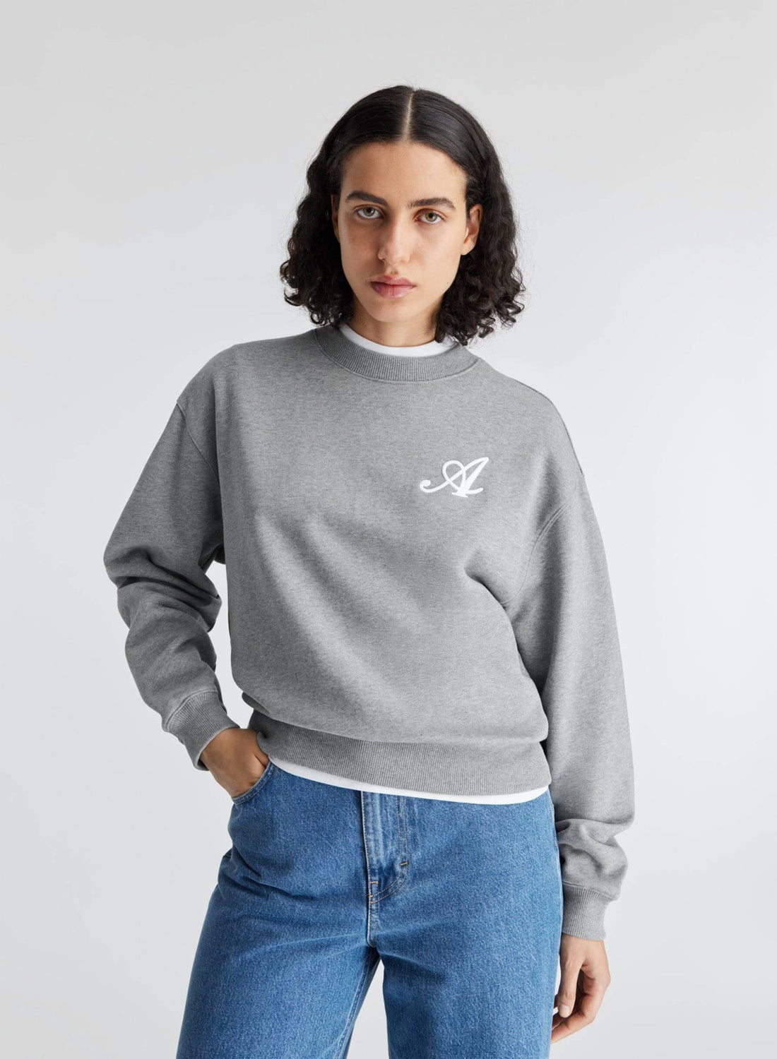 Axel Arigato Strand Embroidered Sweatshirt Grey Melange