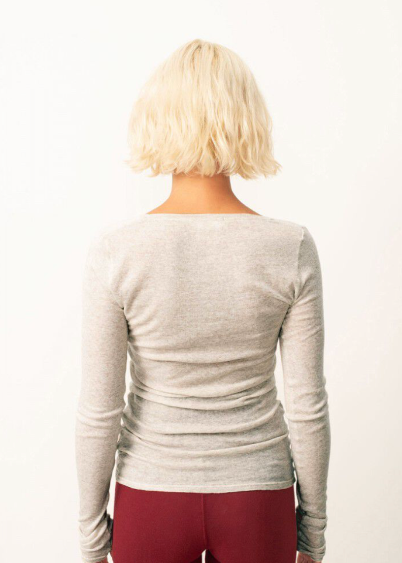 American Vintage - Langærmet t-shirt - Cream Melange - Massachuetts - Stilkompagniet.dk