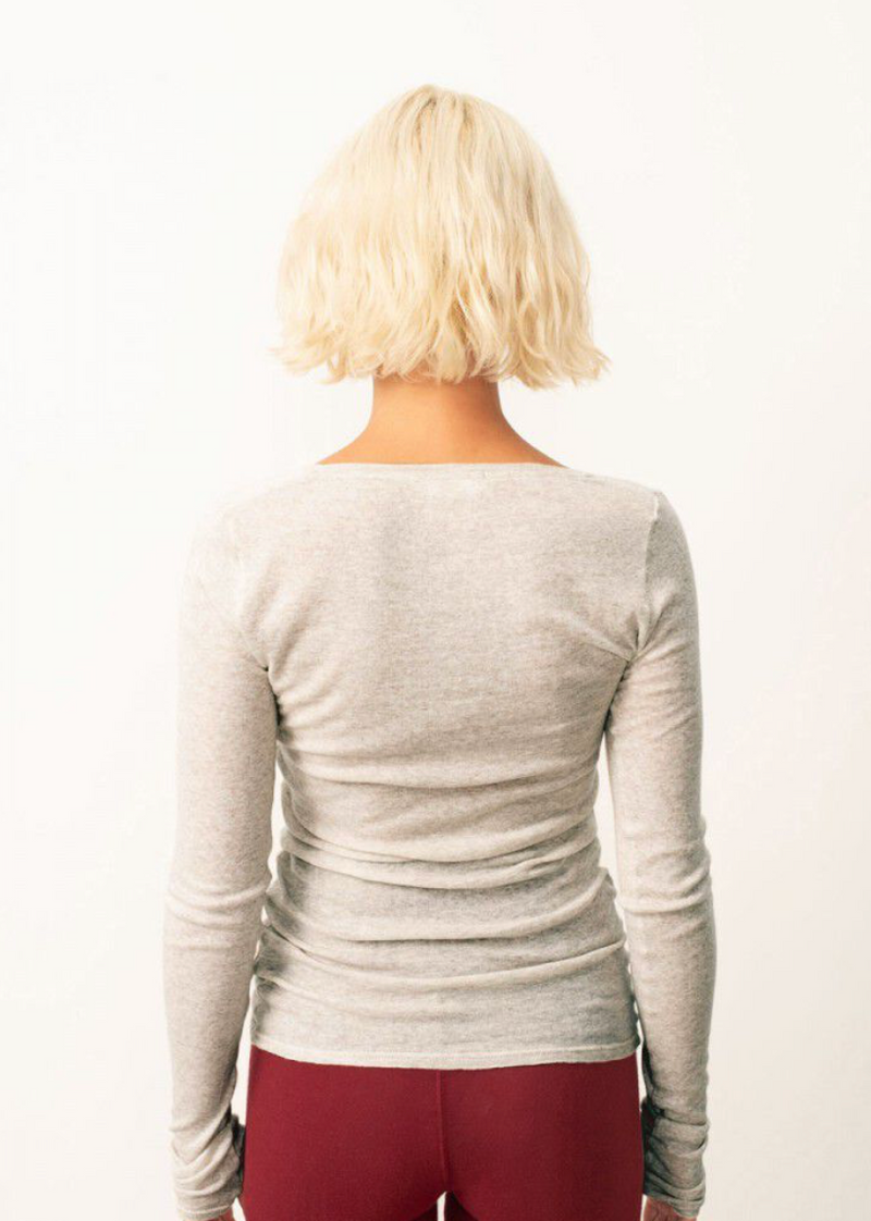 American Vintage - Langærmet t-shirt - Cream Melange - Massachuetts - Stilkompagniet.dk