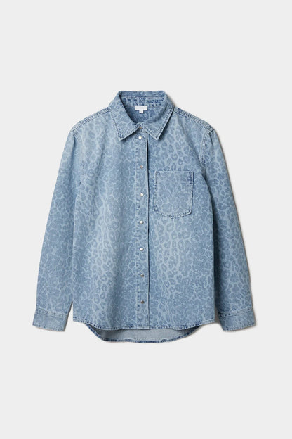 Lala Berlin - Skjorte -  Denim washed blue leo - Bekki