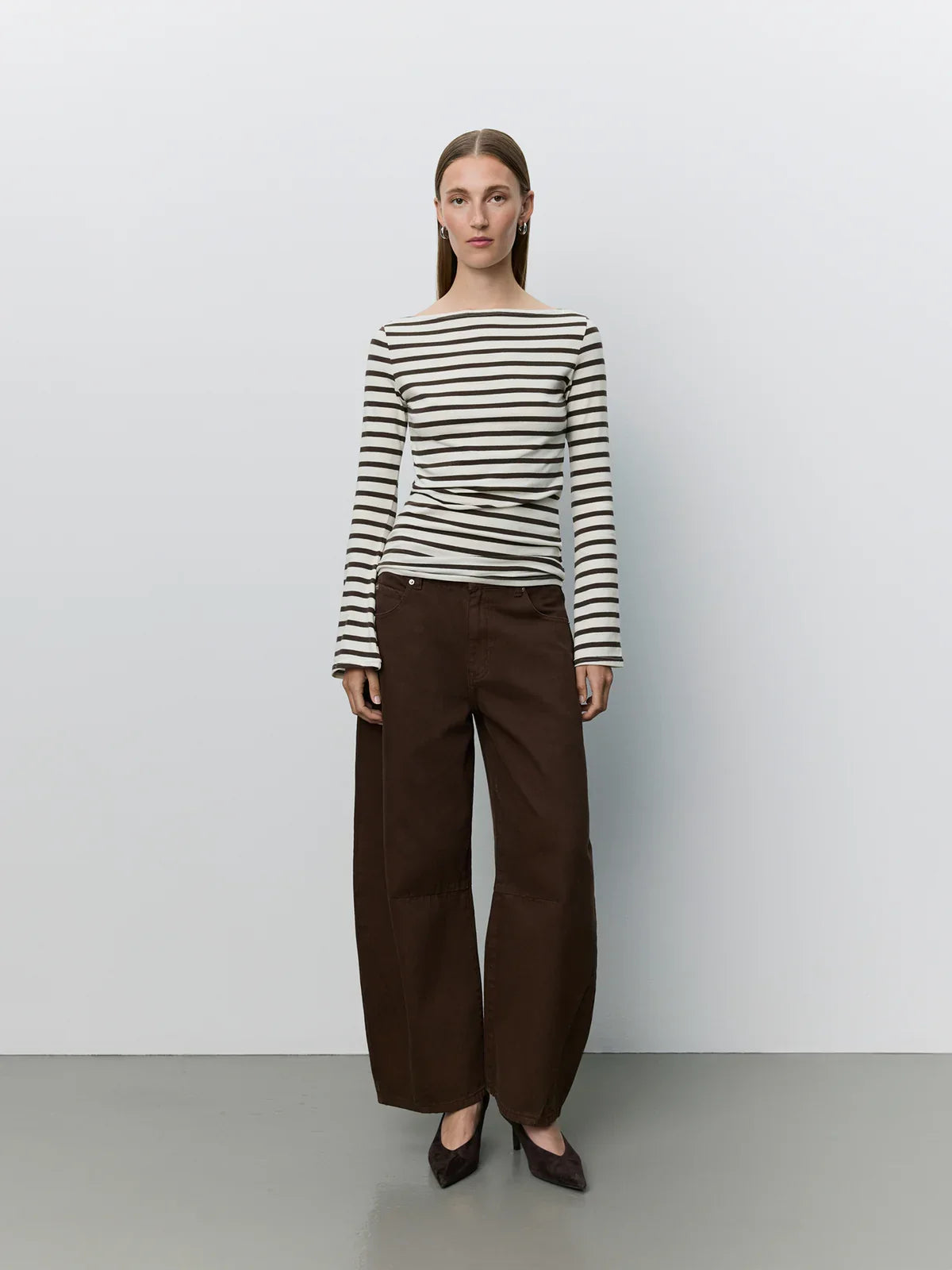 Sofie schnoor women - T-shirt - Brown Striped - Cecesw