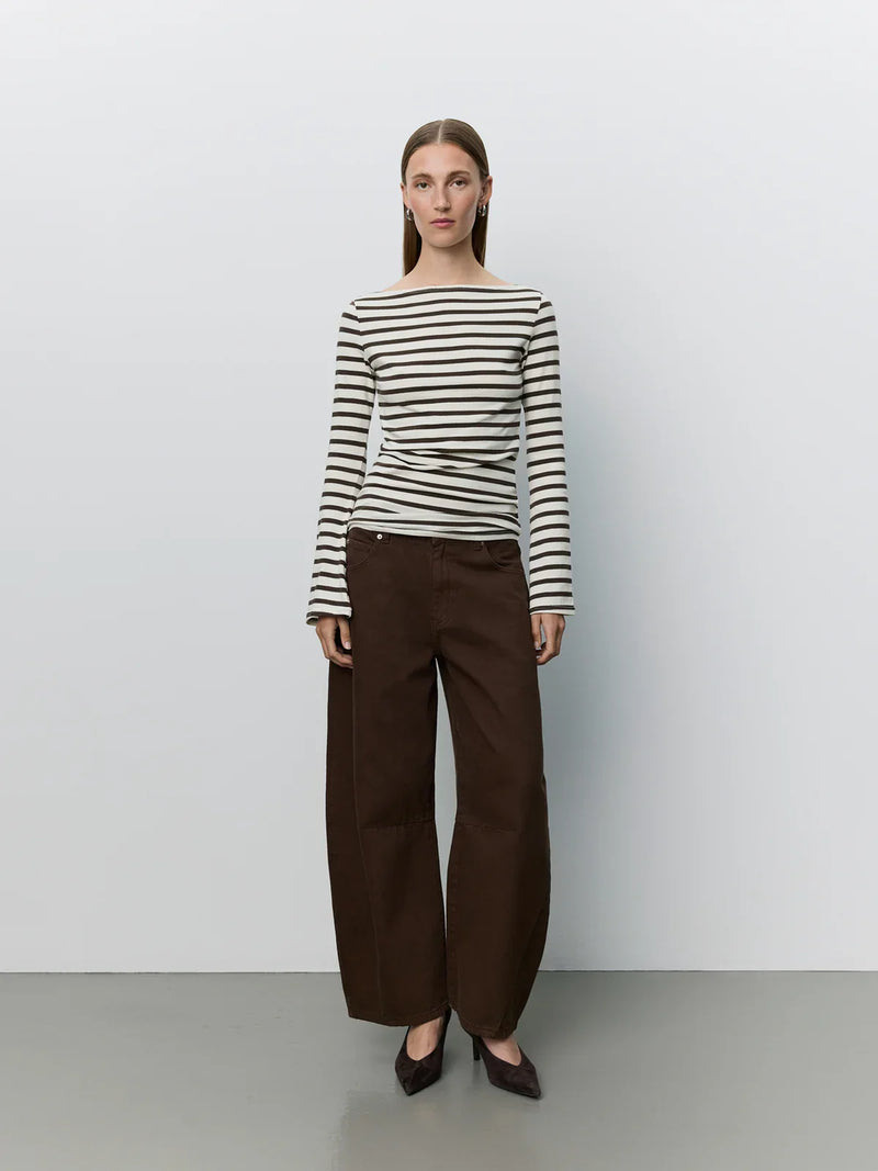 Sofie schnoor women - T-shirt - Brown Striped - Cecesw