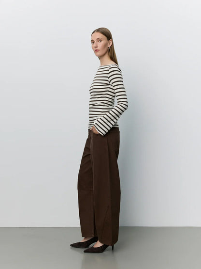 Sofie schnoor women - T-shirt - Brown Striped - Cecesw