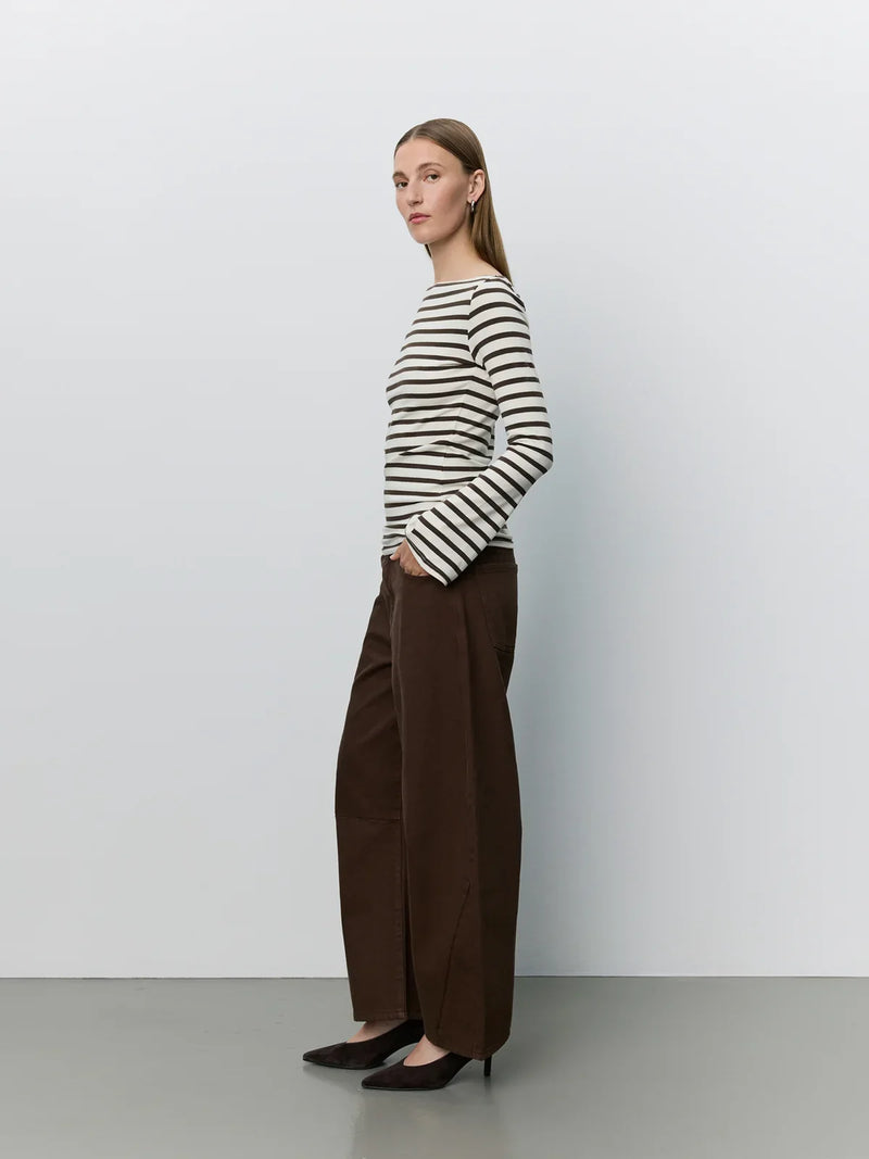 Sofie schnoor women - T-shirt - Brown Striped - Cecesw
