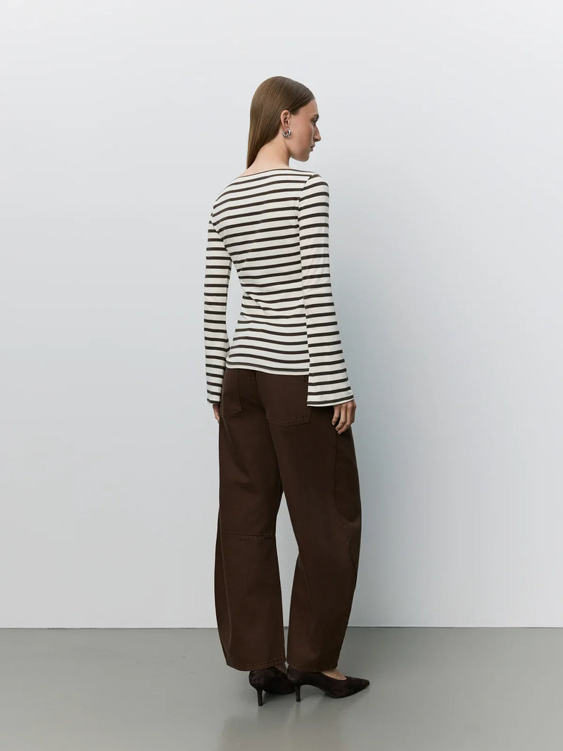 Sofie schnoor women - T-shirt - Brown Striped - Cecesw