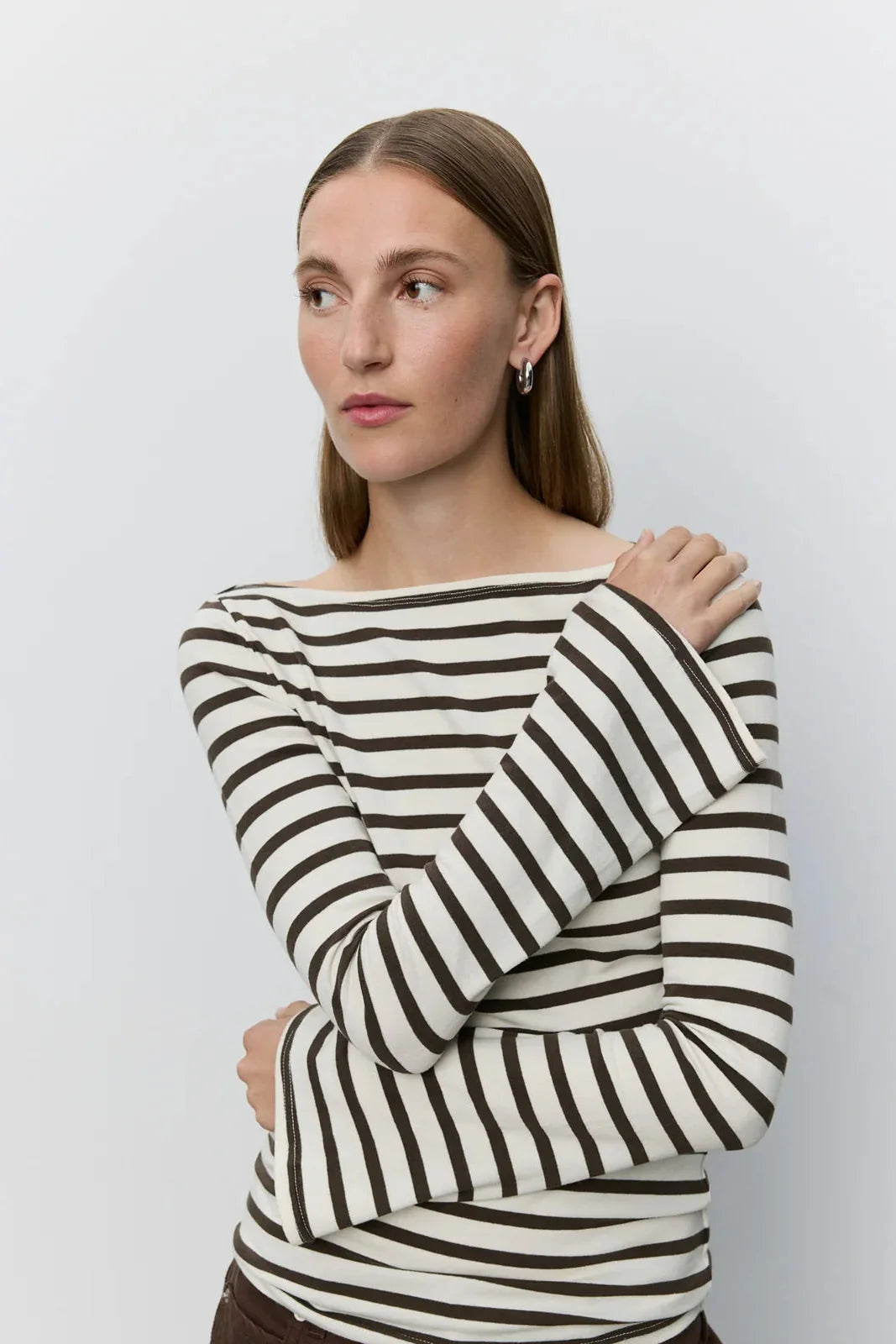 Sofie schnoor women - T-shirt - Brown Striped - Cecesw