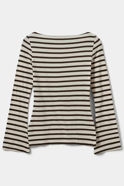 Sofie schnoor women - T-shirt - Brown Striped - Cecesw
