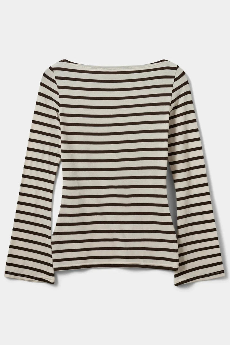 Sofie schnoor women - T-shirt - Brown Striped - Cecesw
