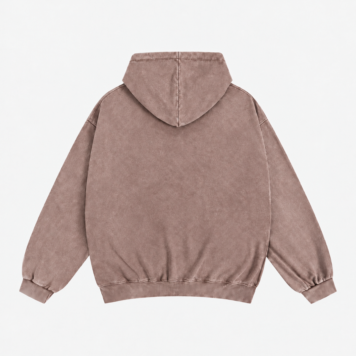 Carola sweatshirt fra The Collection i vasket brun med meleret effekt, oversized pasform, hætte, guldfarvet lynlås og lommer foran - Packshot bagfra