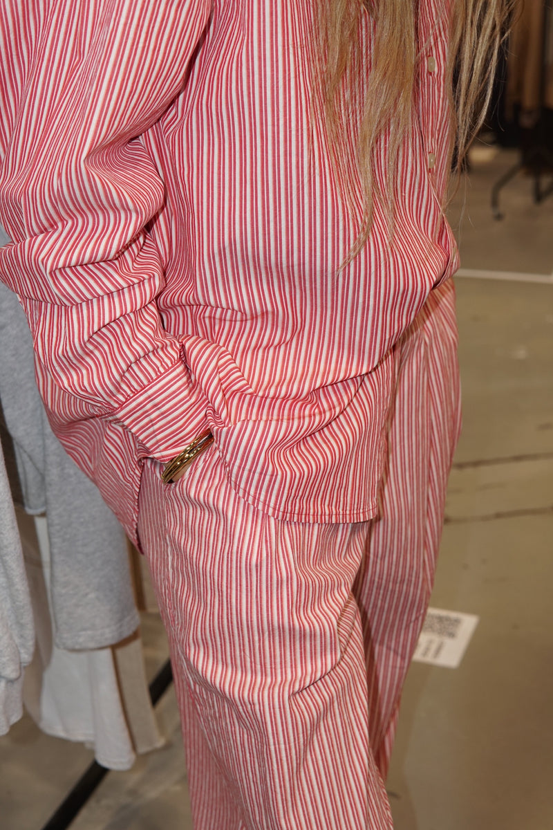 American Vintage - Bukser - Red/White - Raco (Bemærk preorder lev maj/juni)