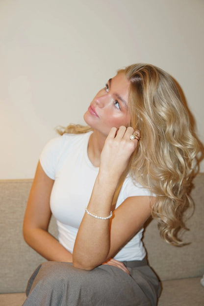 Andcopenhagen - Ring - 18 karat guldbelagt messing - White Pearl - Stilkompagniet.dk