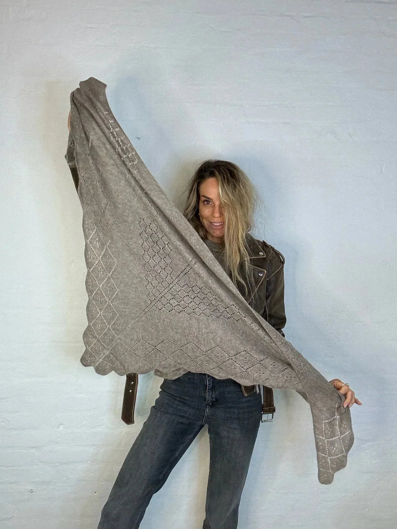 Triangle trinity cashmeretøklæde stor 100% Cashmere Khaki - Andcopenhagen - Stilkompagniet.dk