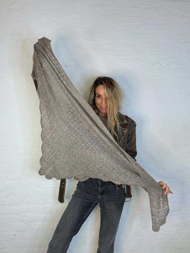 Triangle trinity cashmeretøklæde stor 100% Cashmere Khaki - Andcopenhagen