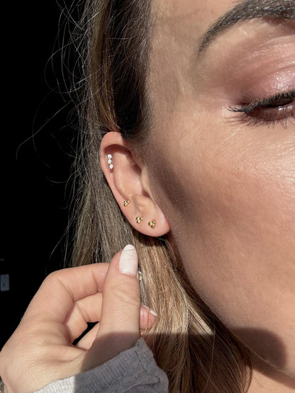 Andcopenhagen Jewelry - Øreringe studs - 18 karat Guldbelagt 925 sterlingsølv - Dina 3 sten