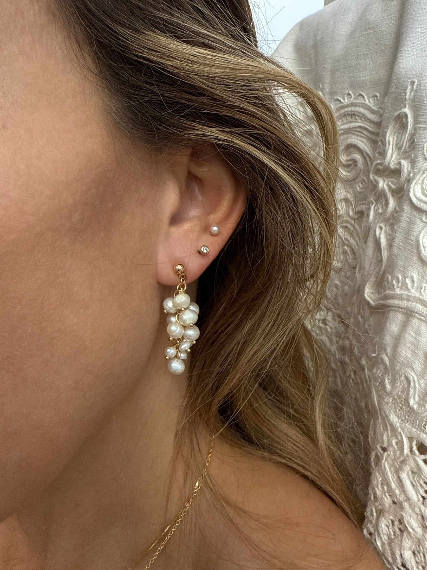 Andcopenhagen - Øreringe -  18 karat guldbelagt messing - Ally Perle