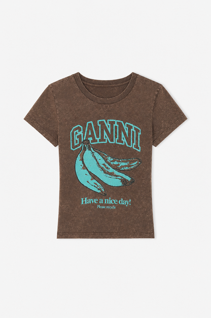 Ganni - T-shirt - Chicory Coffee - Future Jersey Baby Fit Banana