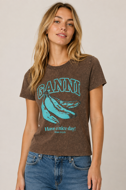 Ganni - T-shirt - Chicory Coffee - Future Jersey Baby Fit Banana
