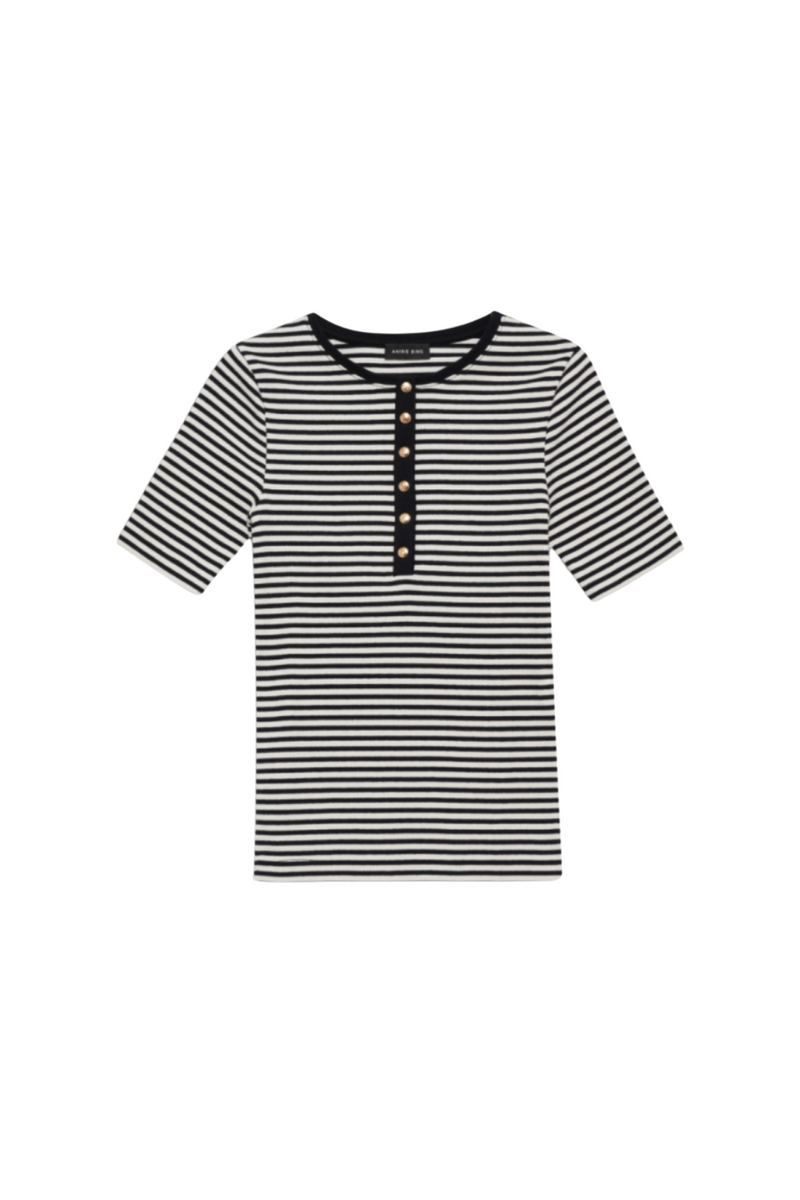 Anine Bing - T-shirt - Black/Creme - Alessia tee