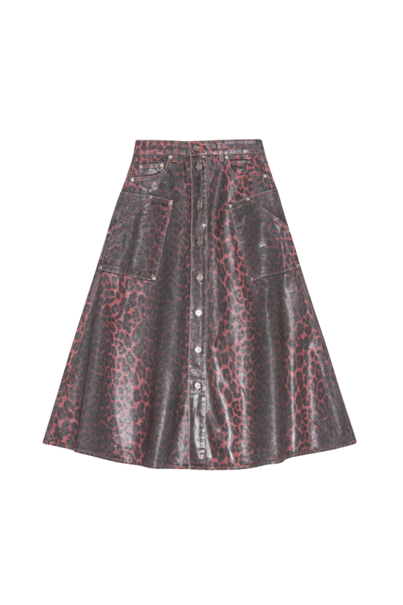 GANNI - Nederdel - Racing red leopard - J1674