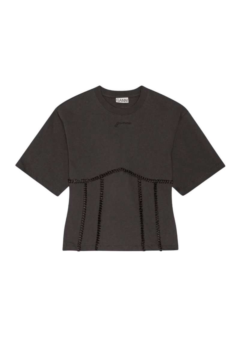 GANNI - T-shirt - Black - Tie back Phantom