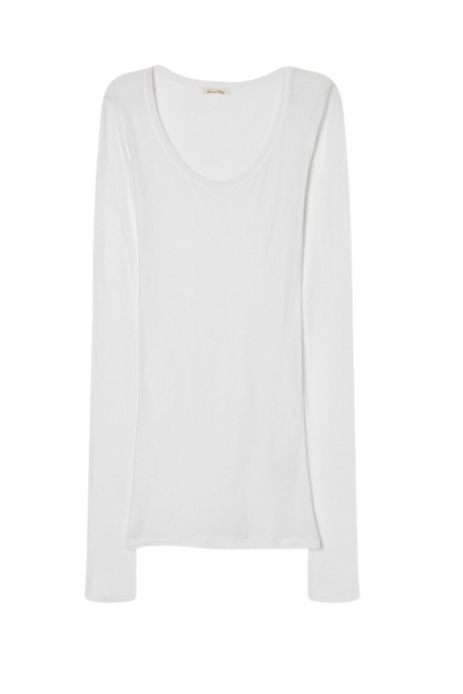 American Vintage - Langærmet t-shirt - Blanc White - Massachuetts - Stilkompagniet.dk