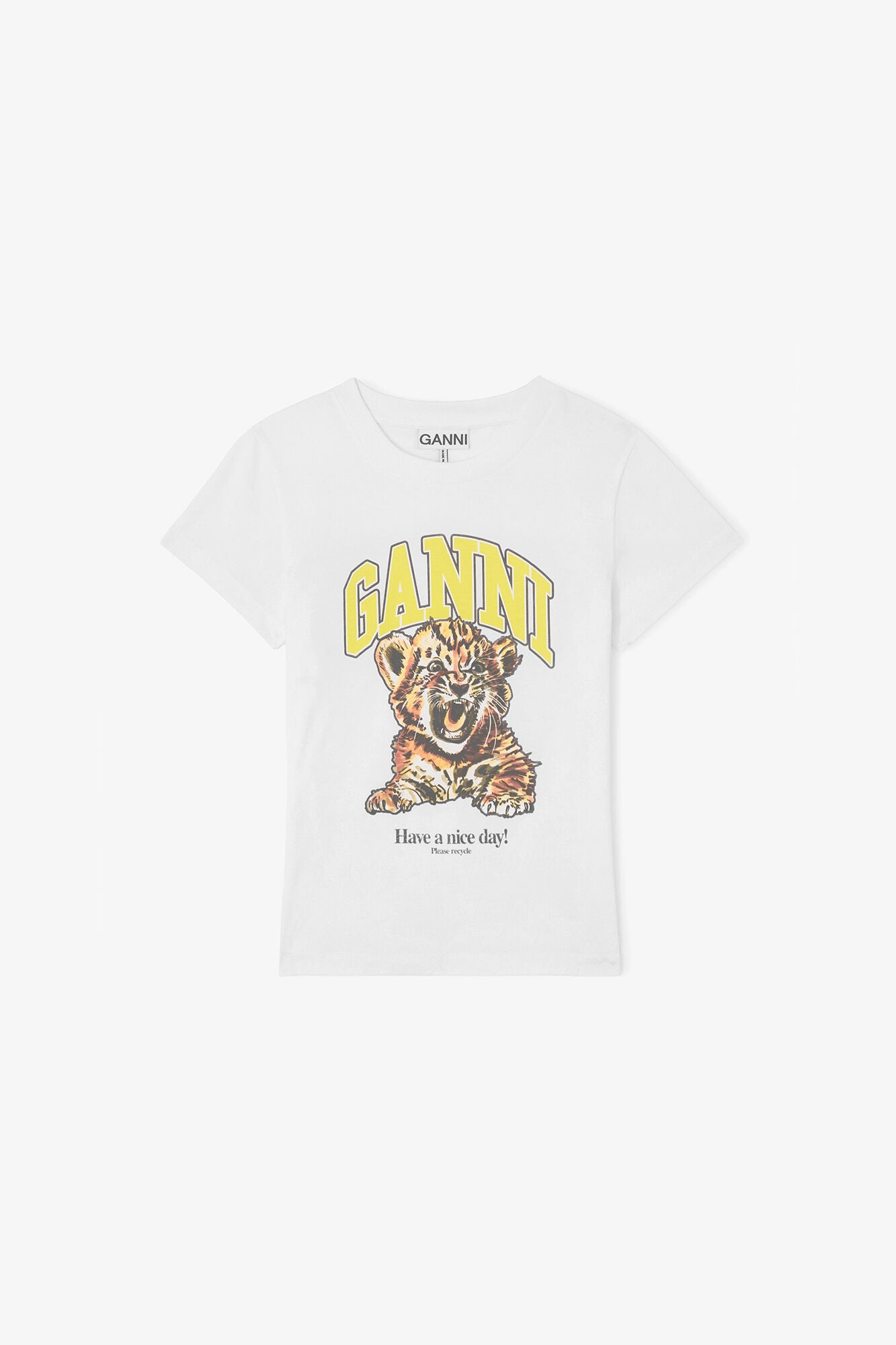 Ganni - T-shirt - Hvid - Basic Cotton Jersey Baby Fit Tiger