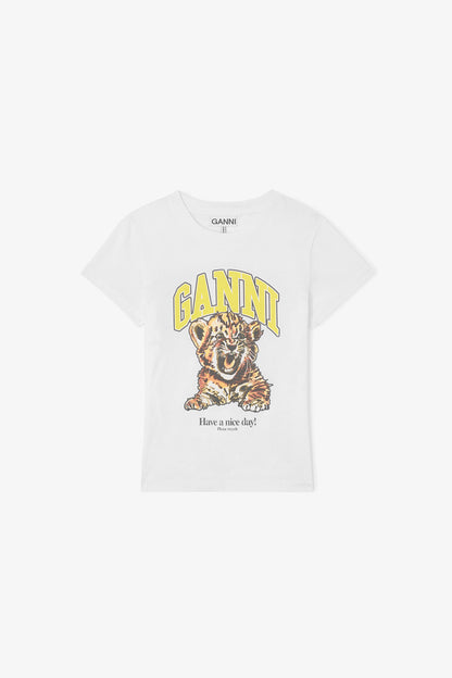 Ganni - T-shirt - Hvid - Basic Cotton Jersey Baby Fit Tiger