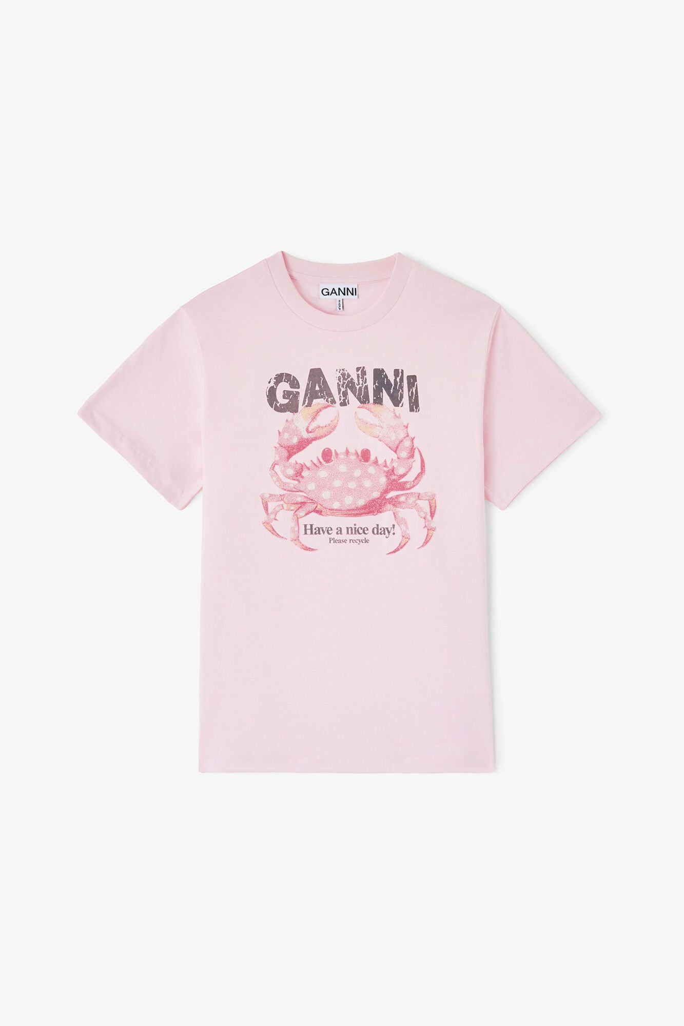 Ganni - T-shirt - Lyserød - Basic Cotton Jersey Crab T-shirt