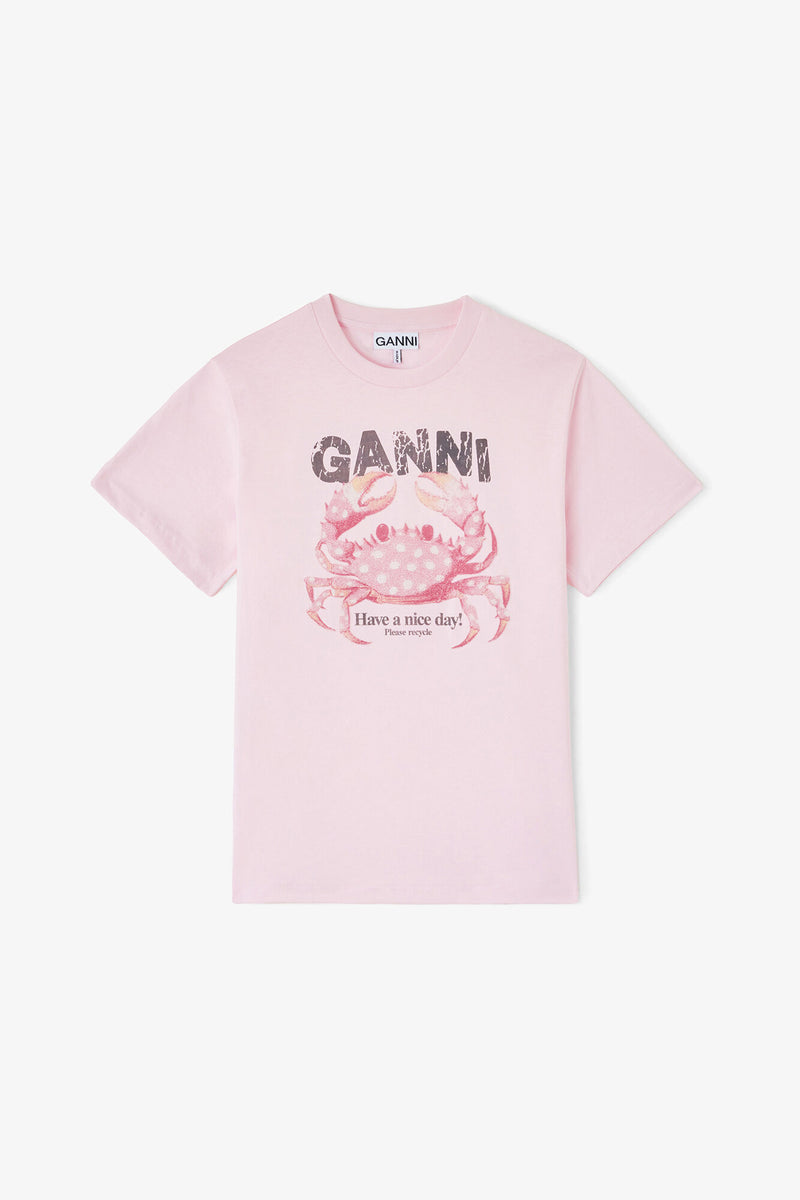 Ganni - T-shirt - Lyserød - Basic Cotton Jersey Crab T-shirt