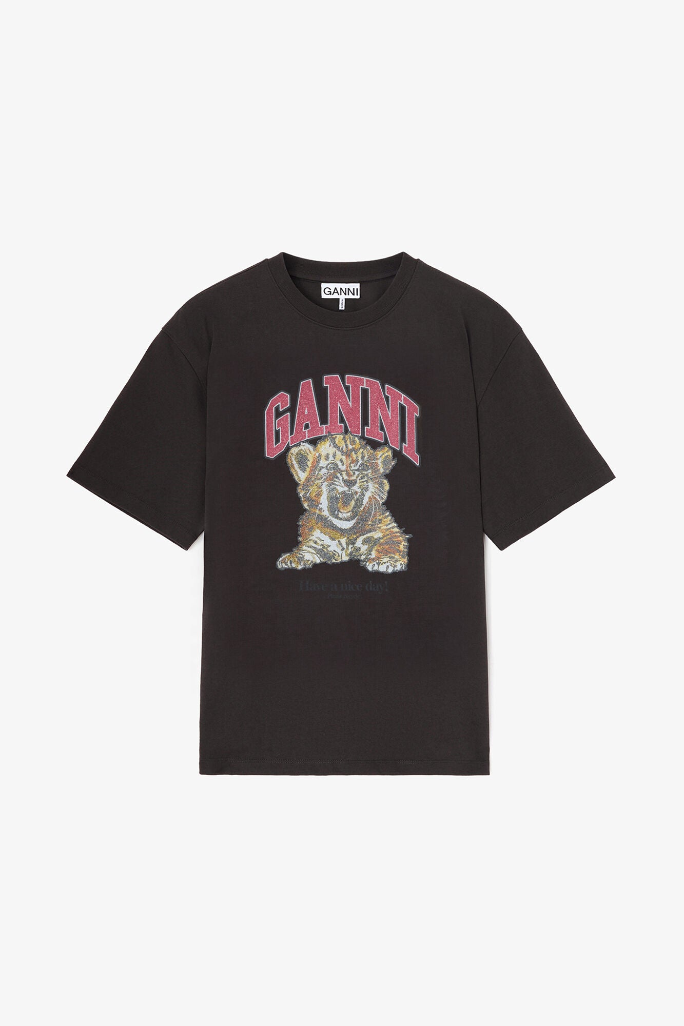 Ganni - T-shirt - Sort - Heavy Cotton Jersey tiger caviar