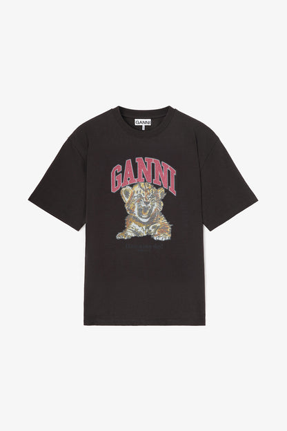 Ganni - T-shirt - Sort - Heavy Cotton Jersey tiger caviar