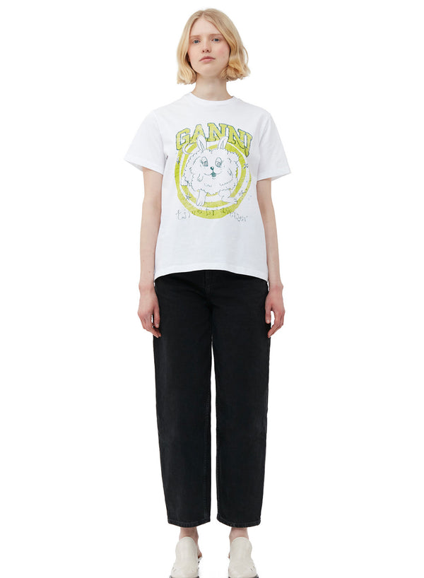 Ganni Basic Jersey Bunny Relaxed T-shirt Bright White